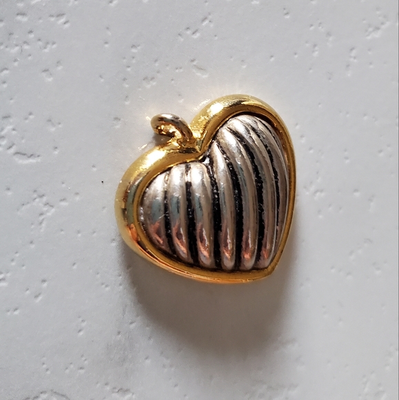 Silver & Gold Heart Necklace Charm - Picture 6 of 7